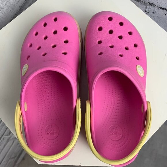 Crocs Bayaband Pink Yellow Clog Sandals - Picture 5 of 8